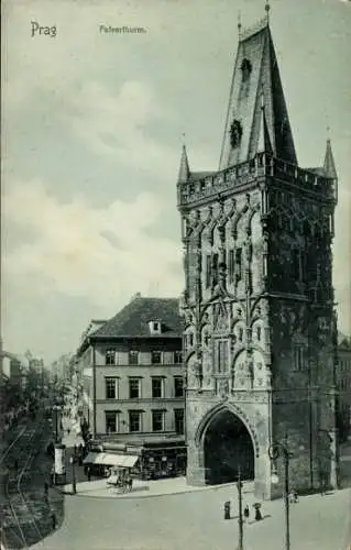 Ak Praha Prag Tschechien, Pulverturm, Stadtansicht, s Gebäude, Straßenansicht