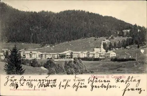 Ak Madonna di Campiglio Sankt Maria im Pein Trentino, Berglandschaft, Gebäude, Wald, italienische