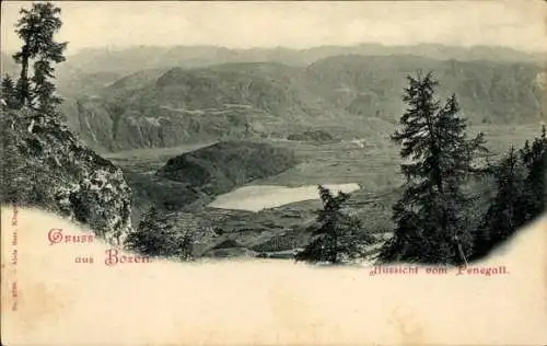Ak Bozen Bolzano Südtirol, Ansicht vom Penegall, Gebirgslandschaft, Fluss und Bäume