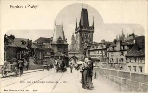 Ak Malá Strana Kleinseite Praha Prag Tschechien, Karlův most, Malostranská mostecká věž