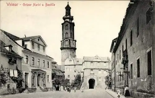 Ak Weimar in Thüringen, Grüner Markt, Bastille