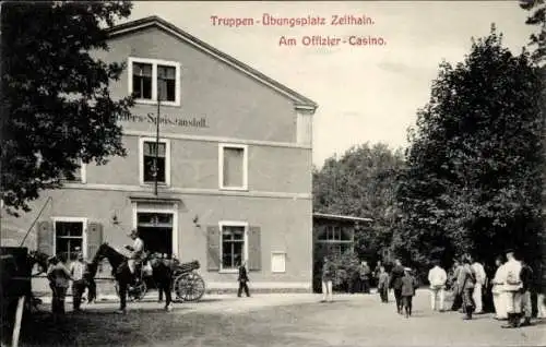 Ak Zeithain in Sachsen, Truppenübungsplatz  Offizierskasino,  Szenerie, Pferd