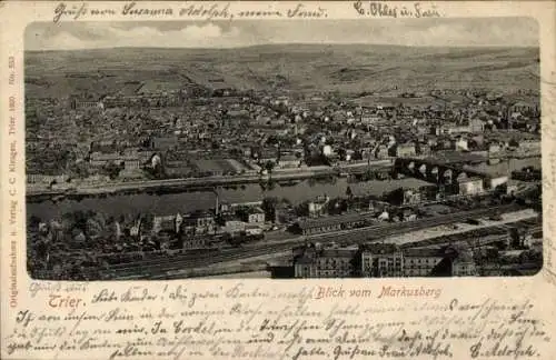 Ak Trier an der Mosel, Panoramablick auf  Fluss, Brücken, Markusberg