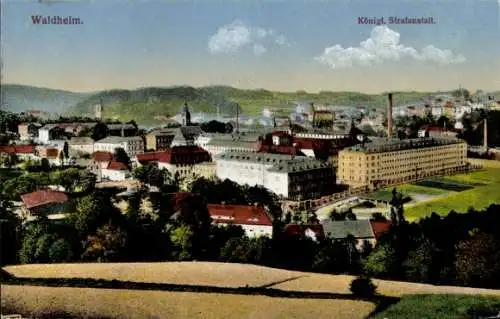 Ak Waldheim in Sachsen, Stadtansicht, Königliche Strafanstalt, Landschaft, Gebäude