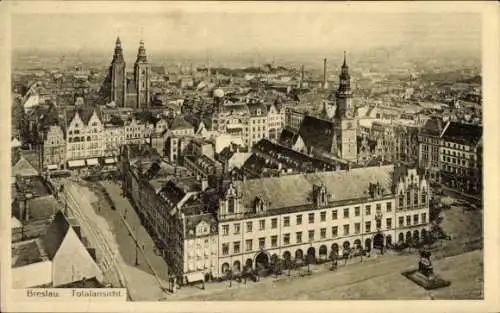 Ak Wrocław Breslau Schlesien, Stadtansicht,  Architektur, Gesamtsicht von oben