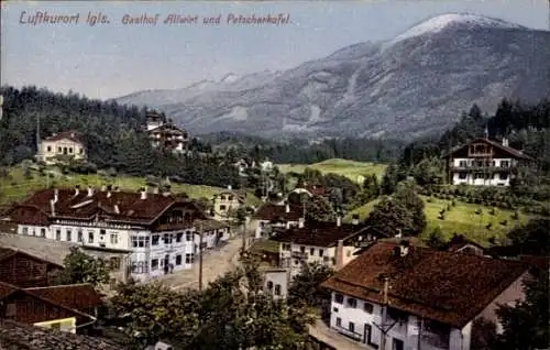 Ak Innsbruck in Tirol, Luftkurort Igls, Gasthof Allwirt, Palscherkofel, Berge