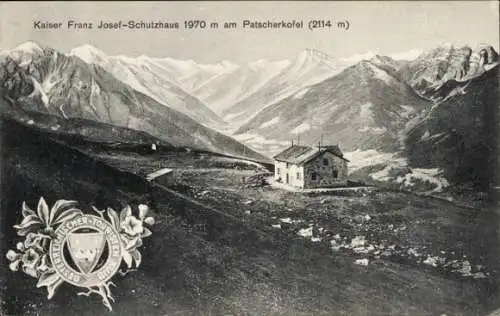 Ak Innsbruck Tirol, Patscherkofel, Kaiser Franz Josef Schutzhaus, Wappen