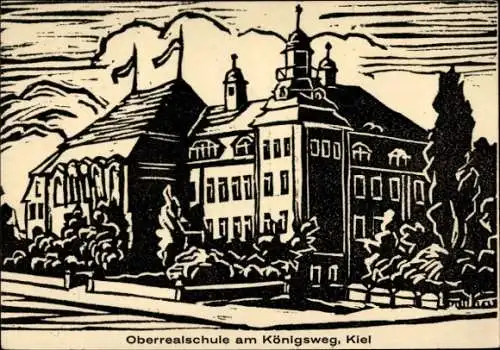 Künstler Ak Kiel, Oberrealschule am Königsweg