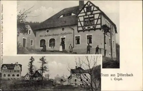 Ak Dittersbach Neuhausen im Erzgebirge, Teilansicht, Gasthaus