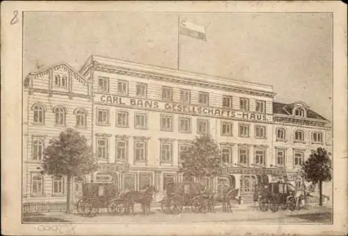 Ak Hamburg Mitte St. Georg, Carl Bans Gesellschafts-Haus, Kutschen