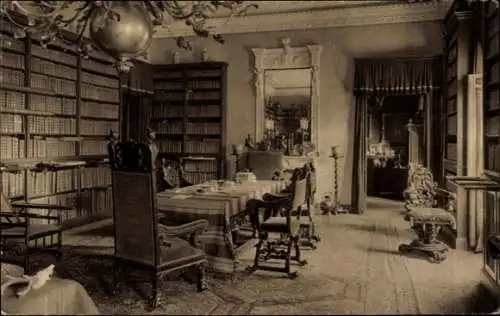 Ak Branitz Cottbus Brandenburg, Bibliothek im Schloss