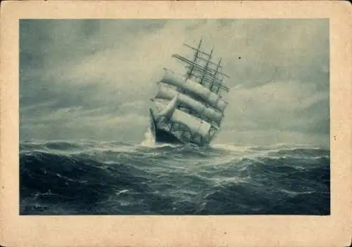 Künstler Ak Holst Stürmisch, Segelschiff