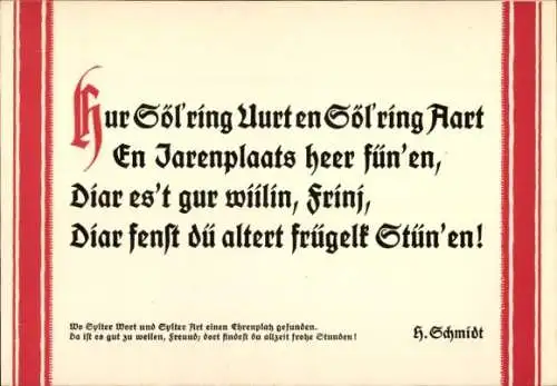 AkWo Sylter Wort und Sylter Art einen Ehrenplatz gefunden, H. Schmidt