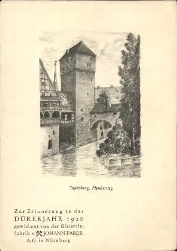 Künstler Ak Nürnberg in Mittelfranken, Henkersteg, Bleistiftfabrik Johann Faber