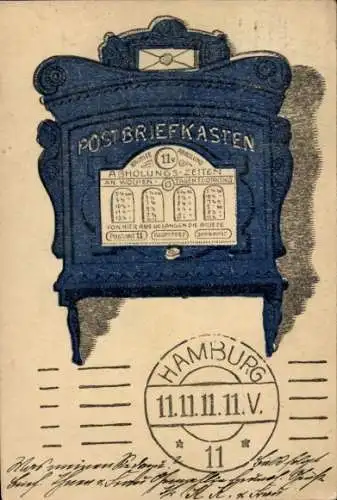 Ak Briefkasten, Post-Kuriosum 11.11.1911