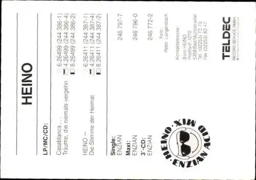 Ak Sänger Heino mit Gitarre, Autogramm