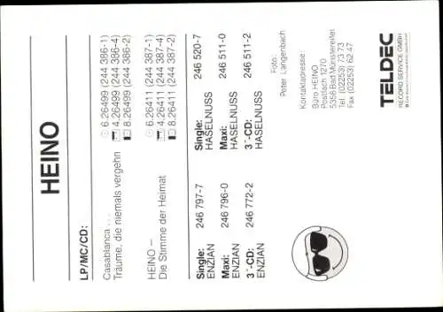 Ak Sänger Heino mit Gitarre, Autogramm