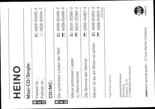 Ak Sänger Heino, Autogramm
