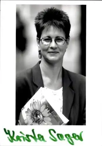 Foto Politikerin Krista Sager, Autogramm
