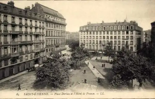 Ak Saint Étienne CPA 42,Place Dorian,l'Hôtel de France
