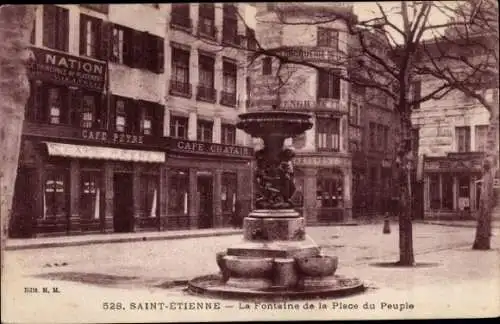 Ak Saint Étienne Loire, Fontaine de la Place du Peuple