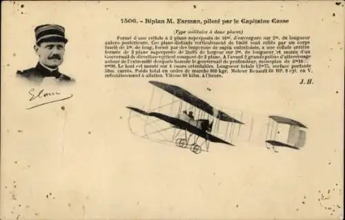 Ak Aviation, Biplan M. Farman, piloté par le Capitaine Casse, aeroplane type militaire