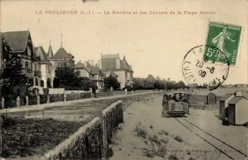 Ak Le Pouliguen Loire Atlantique, La Navette, Chalets, Strand, Häuser, Altmodisch, Frankreiche