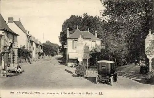 Ak Le Pouliguen Loire Atlantique, Avenue des Lilas, Route de la Boule, Automobil