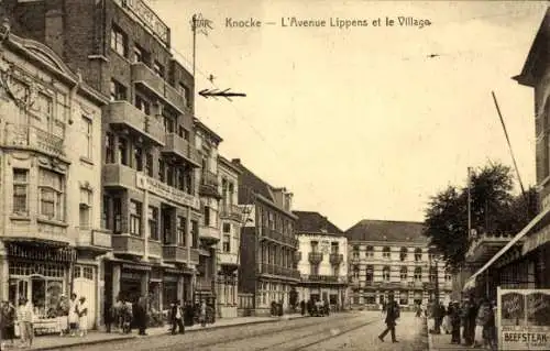 CPA Knokke Knocke Flandre Occidentale, L'Avenue Lippens et le Village