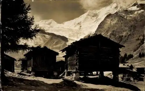 Ak Saas Fee Kanton Wallis, Alphubel- Täschhorn - Dom.