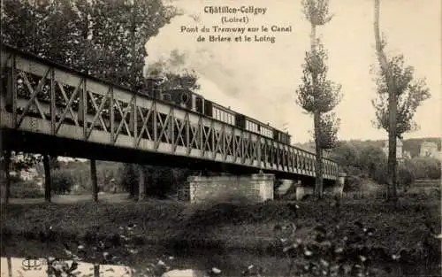 CPA Châtillon Coligny Loiret, Pont du Tramway sur le Canal de Briare et le Loing