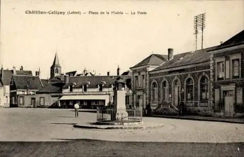 CPA Châtillon Coligny Loiret, Place de la Mairie, La Poste