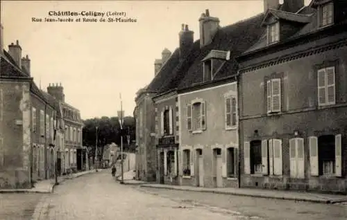 CPA Châtillon Coligny Loiret, Rue Jean Jaurès et Route de St-Maurice