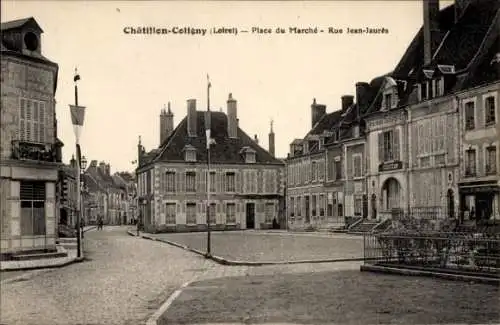 CPA Châtillon Coligny Loiret, Place du Marché, Rue Jean Jaures