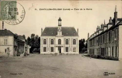 CPA Châtillon Coligny Loiret, Place de la Mairie