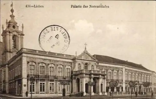 Ak Lisboa Lissabon Portugal, Palacio das Necessidades,  Architektur, schwarz-weiß