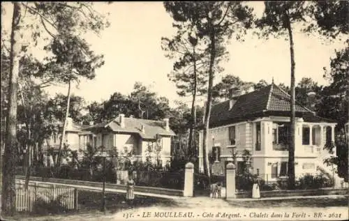 Ak Le Moulleau Gironde, Chalets in der Foret, Cote d'Argent, umgeben von Bäumen