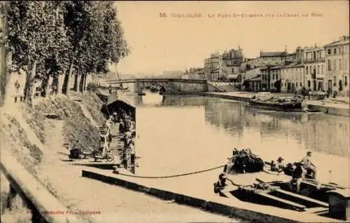 Ak Toulouse Haute Garonne, Le Pont St-Etienne, Canal du Midi,  Architektur, schwarz-weiß Bild