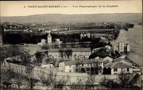 Ak Pont Saint Esprit Gard, Panorama, Zitadelle