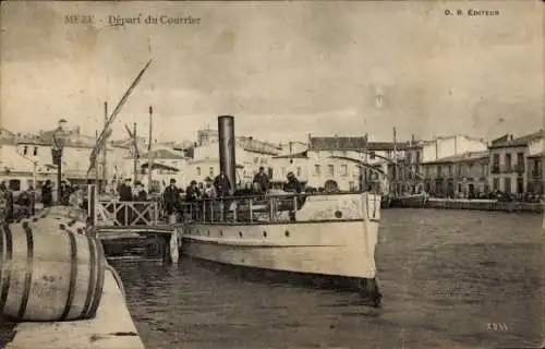 CPA Mèze Hérault, Départ du Courrier