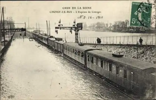 Ak Choisy le Roi Val de Marne, Express de Limoges, Hochwasser