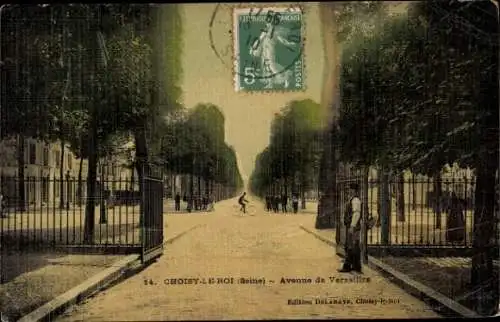 Ak Choisy le Roi Val de Marne, Avenue de Versailles, Dämmerung
