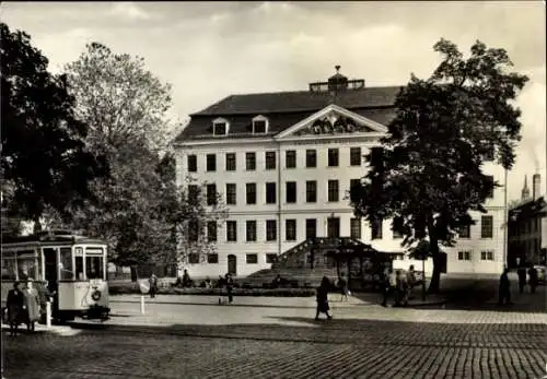 Ak Halle an der Saale, Franckesche Stiftungen, Straßenbahn Linie 3