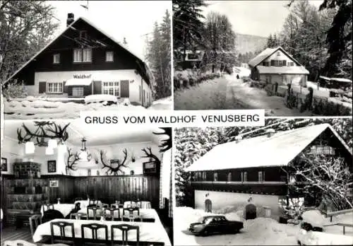 Ak Venusberg Drebach im Erzgebirge, Pension Waldhof, Winteransichten