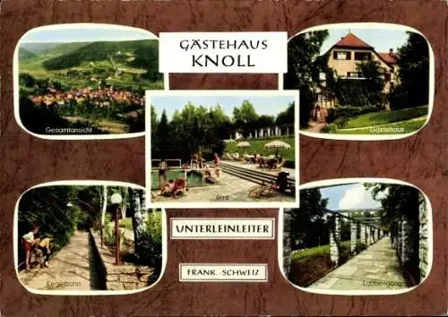 Ak Unterleinleiter in der fränkischen Schweiz, Gästehaus Knoll, Panorama, Kegelbahn