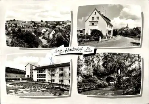 Ak Hattenhof Neuhof in Hessen, Vierteiliges Bild, Ansicht von  Landschaftsaufnahmen, Gebäude