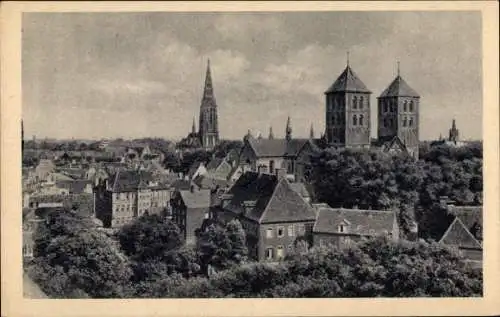 Ak Münster in Westfalen, Totalansicht mit Dom und Lambertikirche