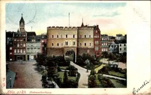 Ak Köln am Rhein, Hahnenthorburg,  Stadtansicht, farbenfroh, 