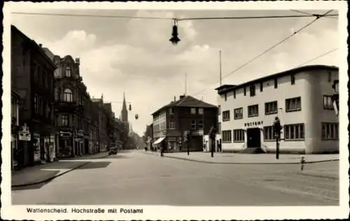 Ak Wattenscheid Bochum Ruhrgebiet, Hochstraße mit Postamt, alte Gebäude, Straßenansicht