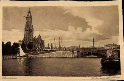 Ak Bremerhaven,Hafenamt,Leuchtturm,Schiff Seemöwe